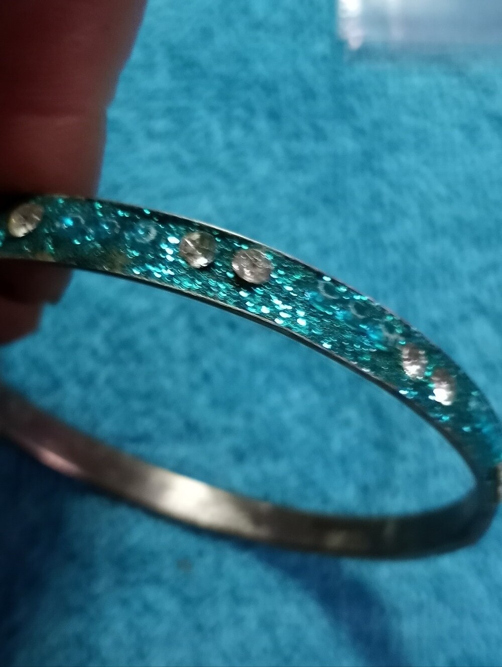 Blue Glitter Crystal Bangle Bracelet - Women Jewelry
